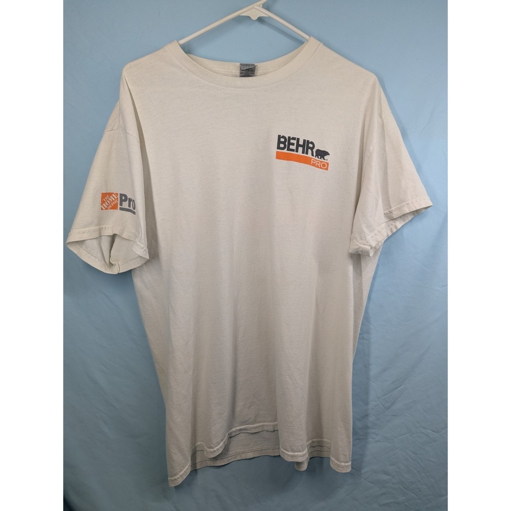 Home Depot Pro Extra Behr Pro Paint Short Sleeve White Orange T-Shirt LARGE
